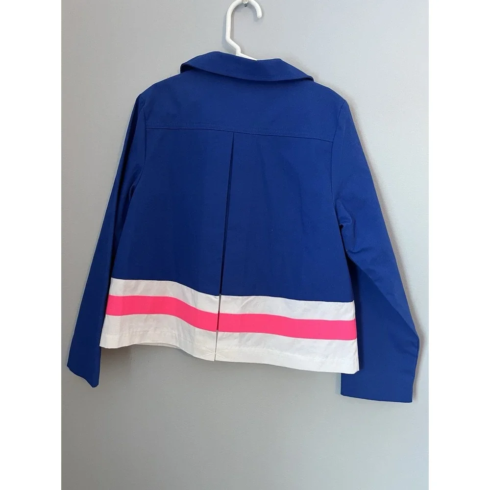 GYMBOREE, Girl 7/8‎ Blue White Pink, Light Coat, Nautical Anchor, 100% Cotton